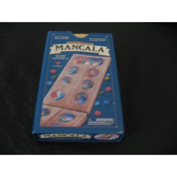 Mancala Folding Board Game With Gemstone Pieces Family Game Solid Wood - Picture 2 of 5